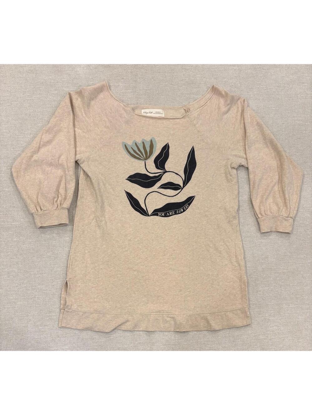 McKenzie Parrott for Anthropologie "You Are Loved" Sweatshirt - Beige - Medium